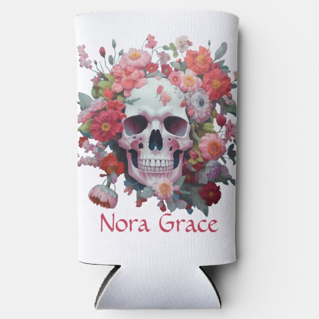 Rafraîchisseur Pour Canette Slim Crâne floral Whimsical (Recto)