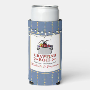 Rafraîchisseur Pour Canette Slim Crawfish Seafood Boil Blue Gold Party Fiançailles