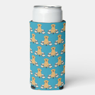 Rafraîchisseur Pour Canette Slim Créatif Chien Golden Retriever Puppy Écrivain Bleu