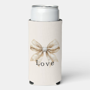 Rafraîchisseur Pour Canette Slim Crème chic blanc argent glam Bow Love