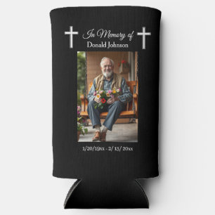 Rafraîchisseur Pour Canette Slim Croix noire et mémorial de photo et de poème