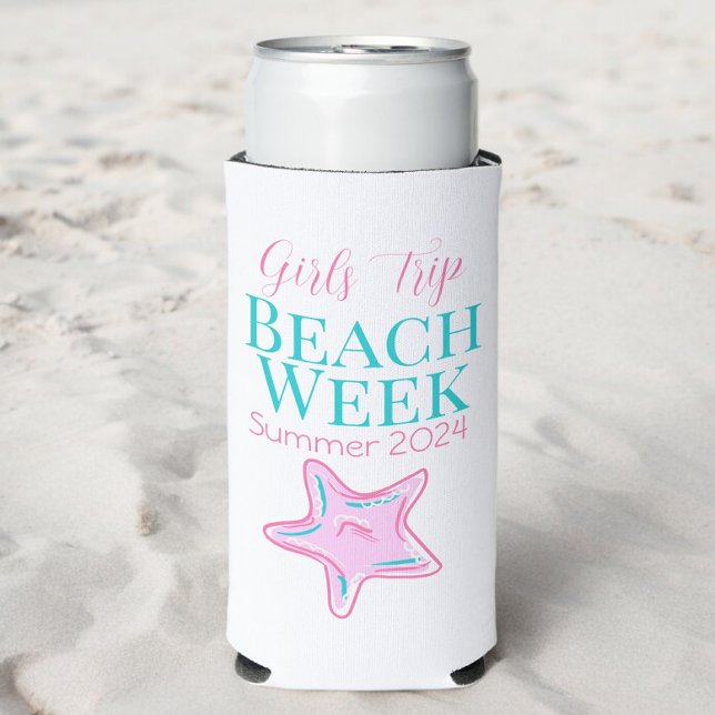 Rafraîchisseur Pour Canette Slim Custom Girl's Trip Beach Week Starfish (Créateur téléchargé)