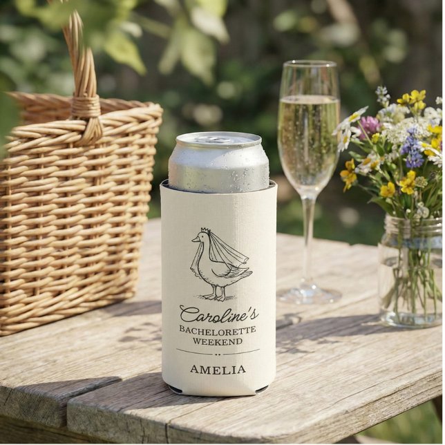 Rafraîchisseur Pour Canette Slim Custom Goose Doodle Weekend Bachelorette Favor (Créateur téléchargé)