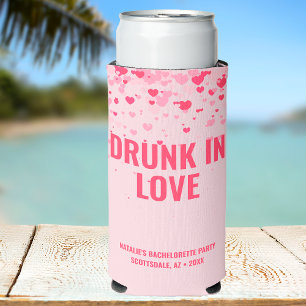 Rafraîchisseur Pour Canette Slim Cute Rose Personnalisé Drunted dans Love Bachelore