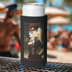 Rafraîchisseur Pour Canette Slim Dame Élégante Steampunk Victorienne Rouge à Mécani