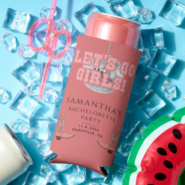 Rafraîchisseur Pour Canette Slim Demoiselle d'honneur Allons les filles Disco Cowgi (Été in situ)