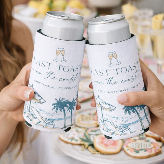 Rafraîchisseur Pour Canette Slim Dernier toast sur la côte Bachelorette Can Cooler (Créateur téléchargé)
