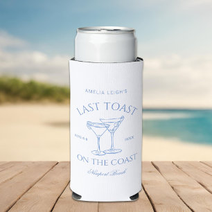 Rafraîchisseur Pour Canette Slim Dernier Toast sur la Côte Plage Bachelorette Bleue