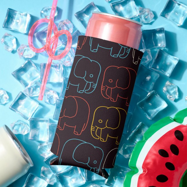 Rafraîchisseur Pour Canette Slim Dessin des éléphants (Été in situ)