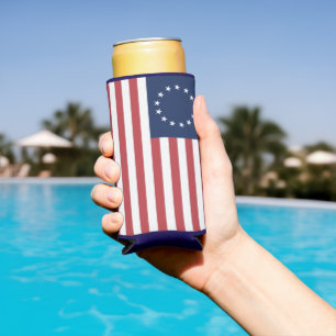 Rafraîchisseur Pour Canette Slim Dessin du drapeau de Betsy Ross Mince Can Cooler
