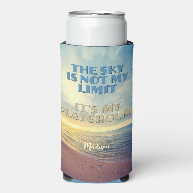 Rafraîchisseur Pour Canette Slim Devis Sky de nom personnalisé (Seltzer Recto)