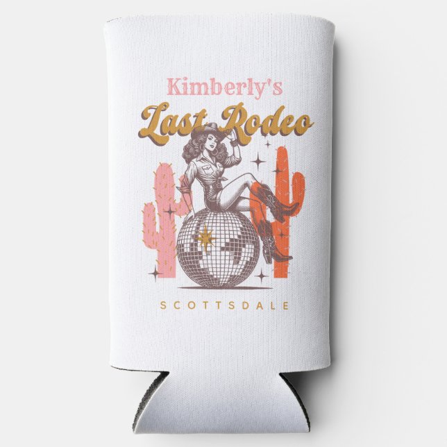 Rafraîchisseur Pour Canette Slim Disco Cowgirl Dernier Rodéo Enterrement de Vie de  (Recto)