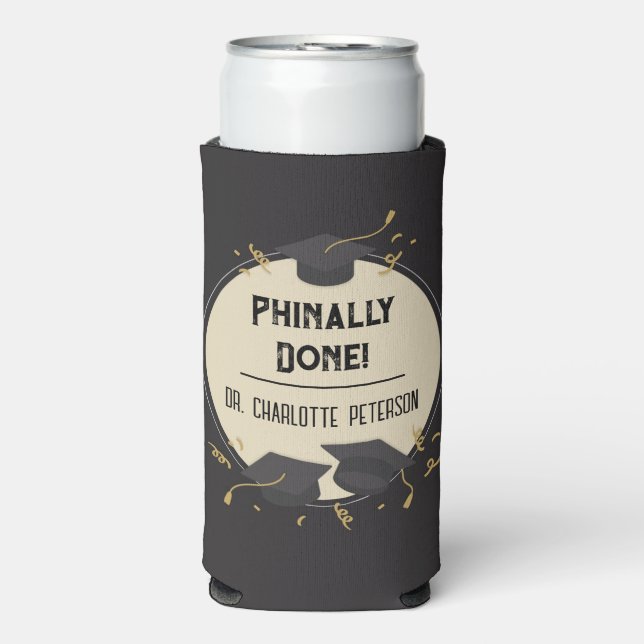 Rafraîchisseur Pour Canette Slim Doctorat moderne Parti de Graduation du Doctorat (Seltzer Recto)