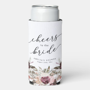 Rafraîchisseur Pour Canette Slim Douce Mariée Florale Bohème Bourgogne