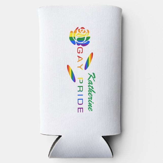 Rafraîchisseur Pour Canette Slim Drapeau arc-en-ciel gay pride personnalisé (Recto)