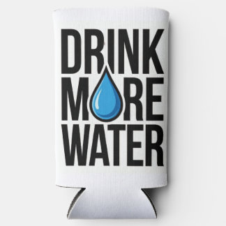 Rafraîchisseur Pour Canette Slim DRINK MORE WATER with a blue drop icon