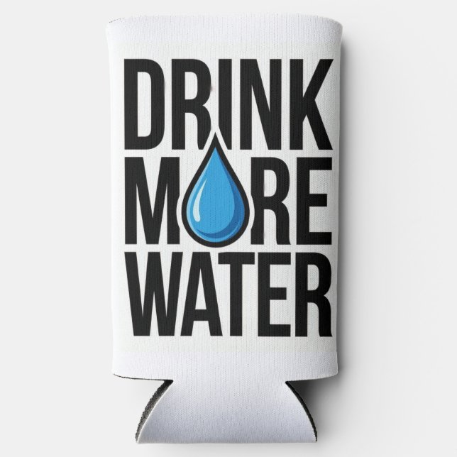 Rafraîchisseur Pour Canette Slim DRINK MORE WATER with a blue drop icon (Recto)