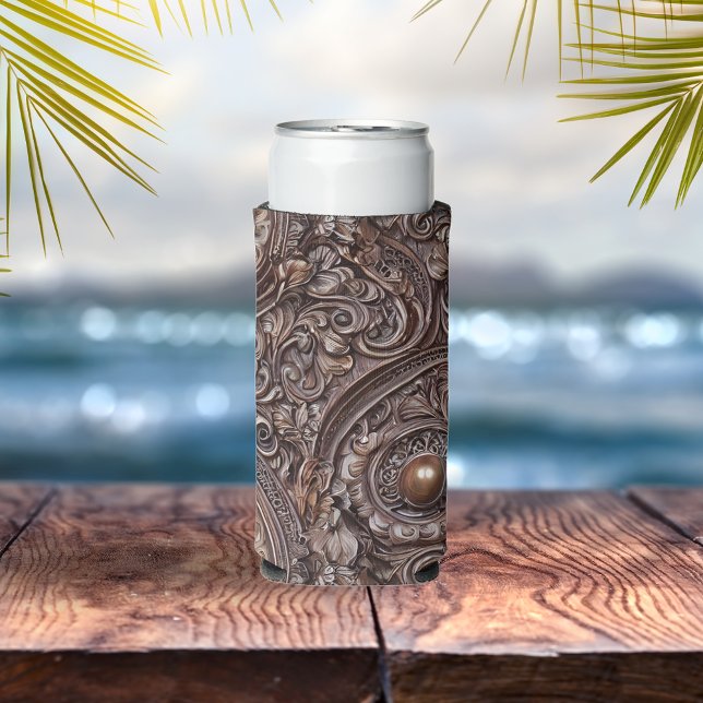 Rafraîchisseur Pour Canette Slim Élégance détaillée bois antique sculpté (Créateur téléchargé)