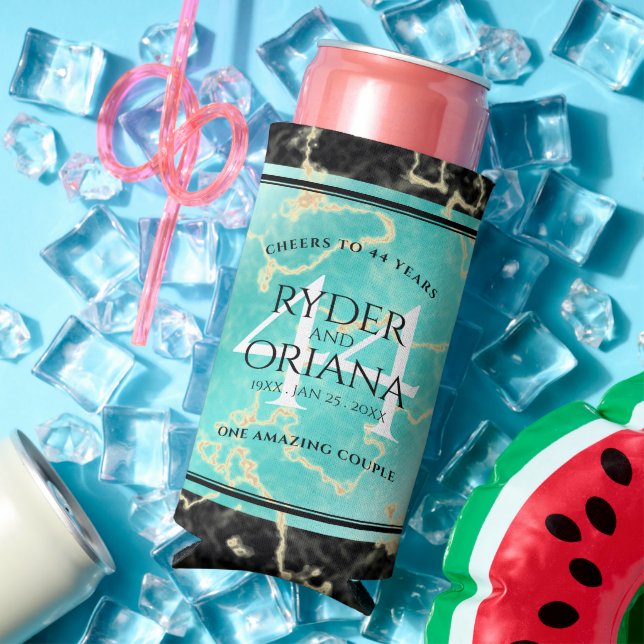 Rafraîchisseur Pour Canette Slim Élégant 44ème anniversaire de Mariage turquoise (Été in situ)