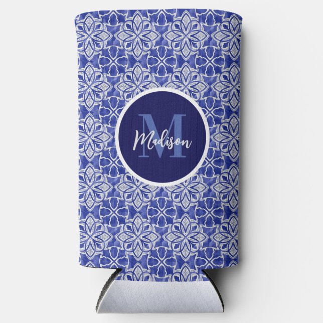Rafraîchisseur Pour Canette Slim Élégant gris-gris gris gris initial monogrammé (Recto)