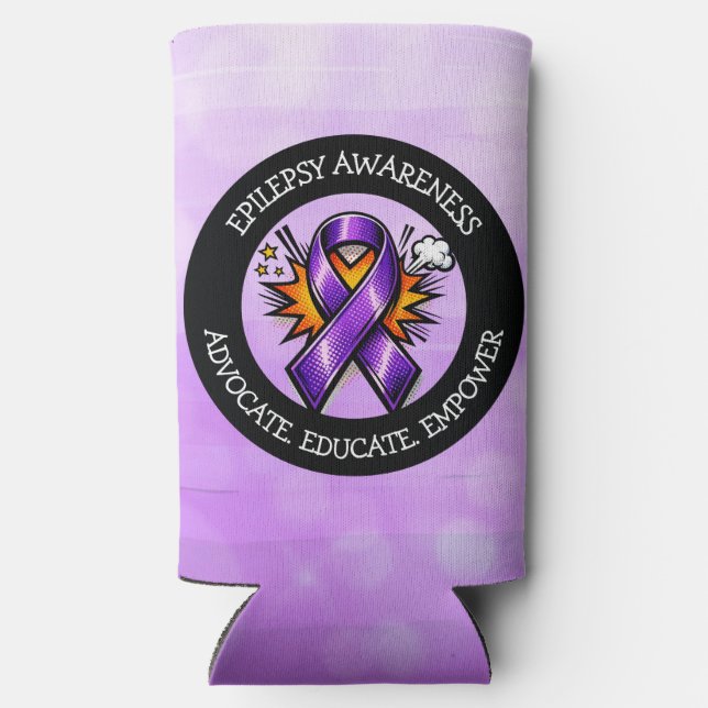 Rafraîchisseur Pour Canette Slim Epilepsy Awareness | Purple Awareness Ribbon (Verso)