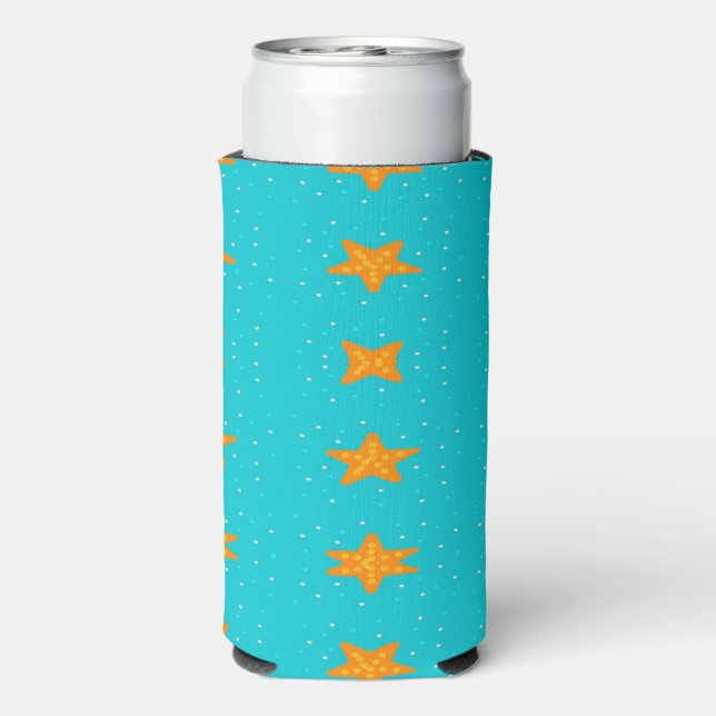 Rafraîchisseur Pour Canette Slim Estarfish orange sur bleu (Seltzer Verso)