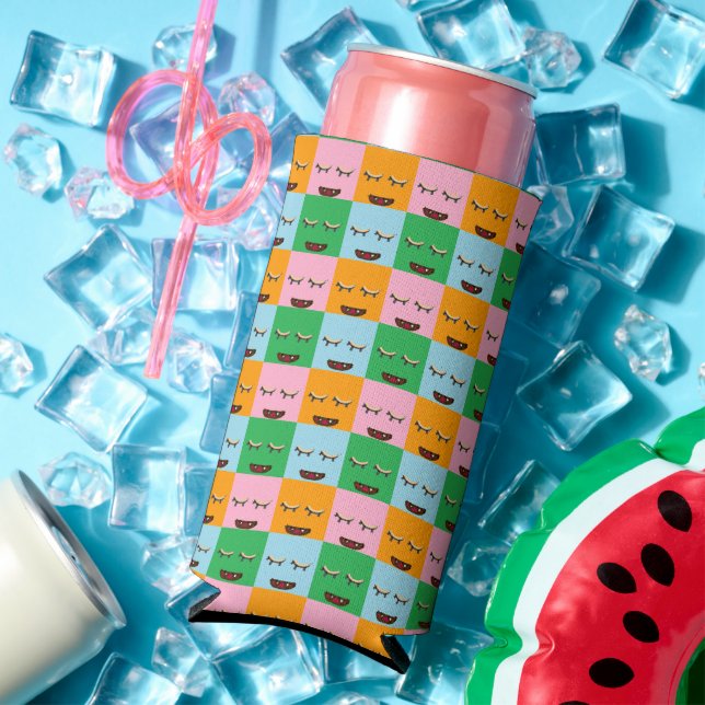 Rafraîchisseur Pour Canette Slim Face de bloc de monstre souriant (Été in situ)