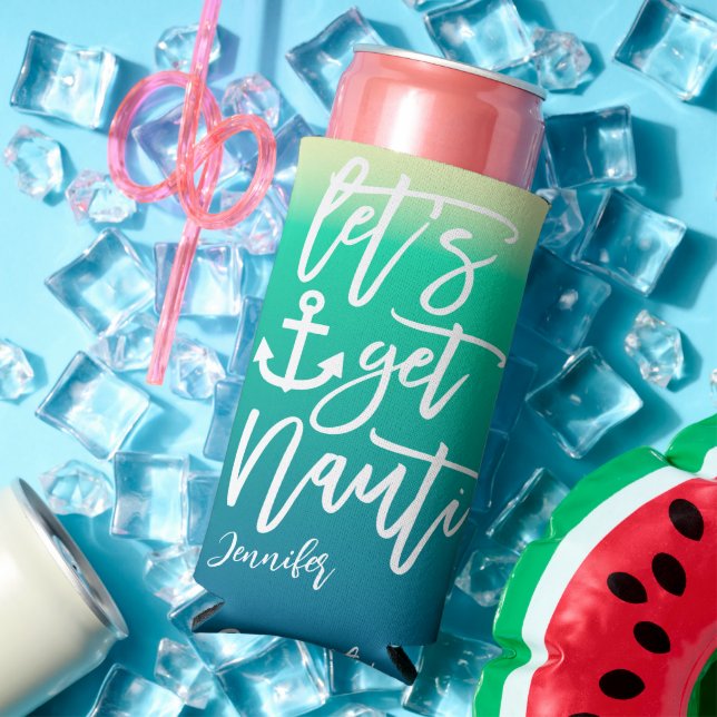 Rafraîchisseur Pour Canette Slim Faisons la fête Bleu Marin Enterrement de Vie de J (Été in situ)