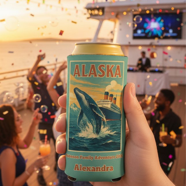Rafraîchisseur Pour Canette Slim Famille Réunion Alaska Whale Cruise (Alaska Family Reunion Personalized Can Cooler)