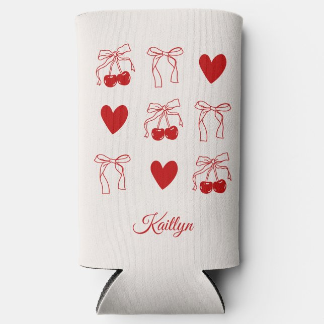 Rafraîchisseur Pour Canette Slim Fête de Bachelorette Cerisier Personnalisée Person (Recto)