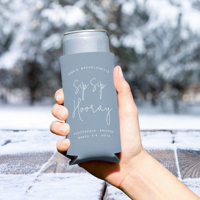 Rafraîchisseur Pour Canette Slim Fête de Bachelorette Personnalisée Sip Sip Hooray (Créateur téléchargé)