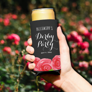 Rafraîchisseur Pour Canette Slim Fête de Derby aux Roses Rouges Aquarelle