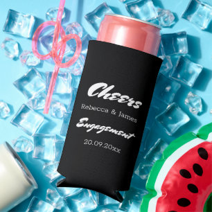 Rafraîchisseur Pour Canette Slim Fête d'engagement moderne noir et blanc