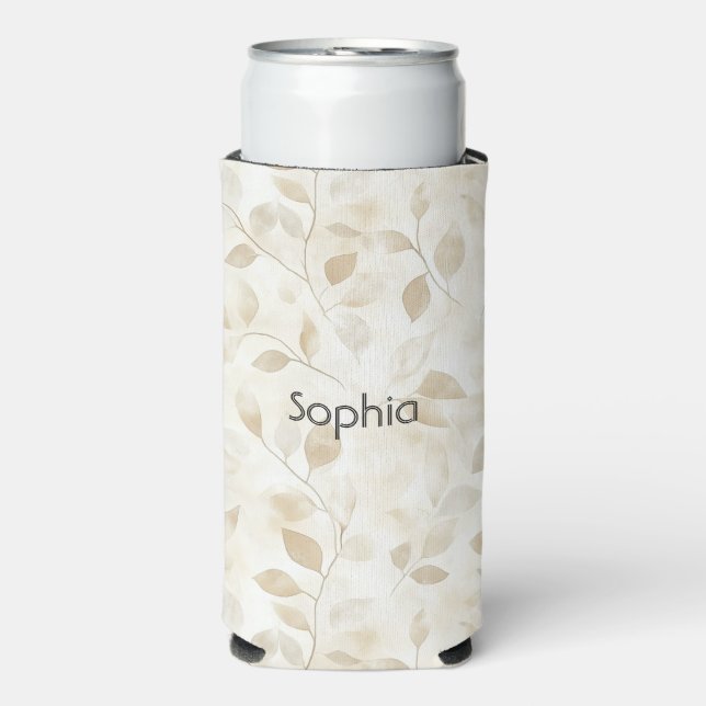 Rafraîchisseur Pour Canette Slim Feuilles de tan crème (Seltzer Recto)