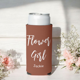 Rafraîchisseur Pour Canette Slim Fille aux fleurs Terre cuite Marron Mariage