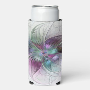 Rafraîchisseur Pour Canette Slim Fleur Abstraite colorée Art moderne floral fractal