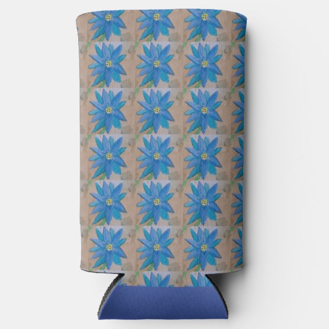 Rafraîchisseur Pour Canette Slim Fleur bleue (Recto)