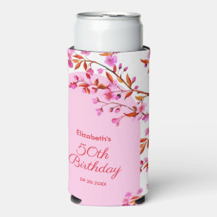 Rafraîchisseur Pour Canette Slim Fleur de cerisier Sakura rose blanc Anniversaire