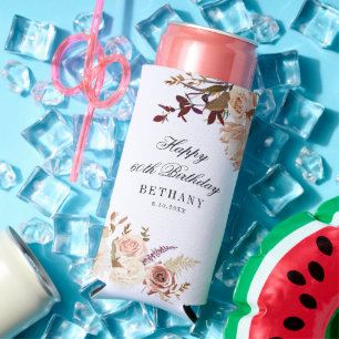 Rafraîchisseur Pour Canette Slim Floral 60e anniversaire Surprise Party