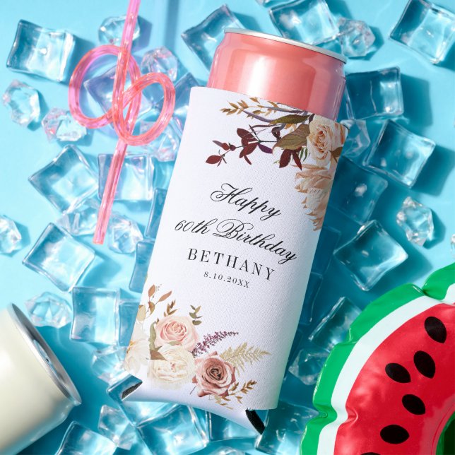 Rafraîchisseur Pour Canette Slim Floral 60e anniversaire Surprise Party (Été in situ)