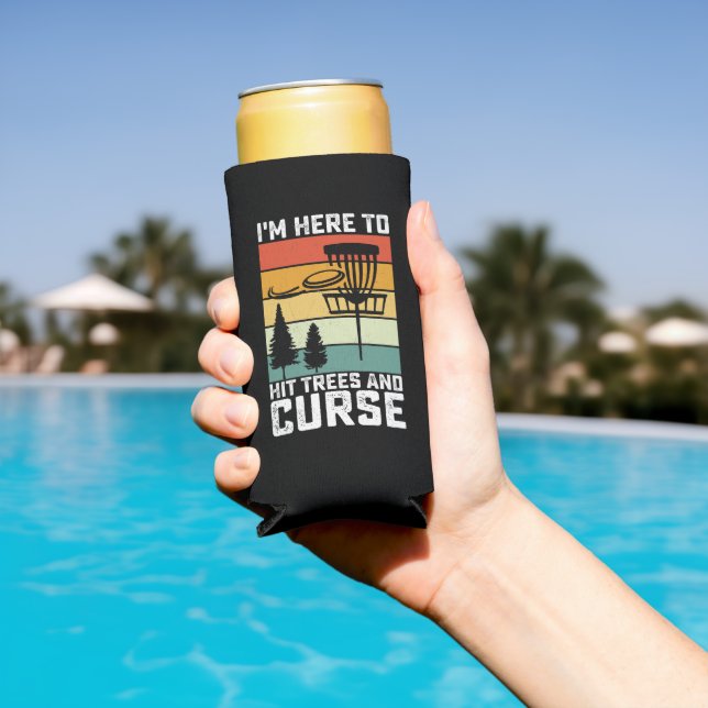 Rafraîchisseur Pour Canette Slim Funny Disk Golf Chemise frapper arbres et malédict (Piscine in situ)