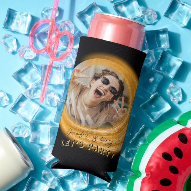 Rafraîchisseur Pour Canette Slim Glam Girly Photo Script 20 30 40 e fête d'annivers (Été in situ)