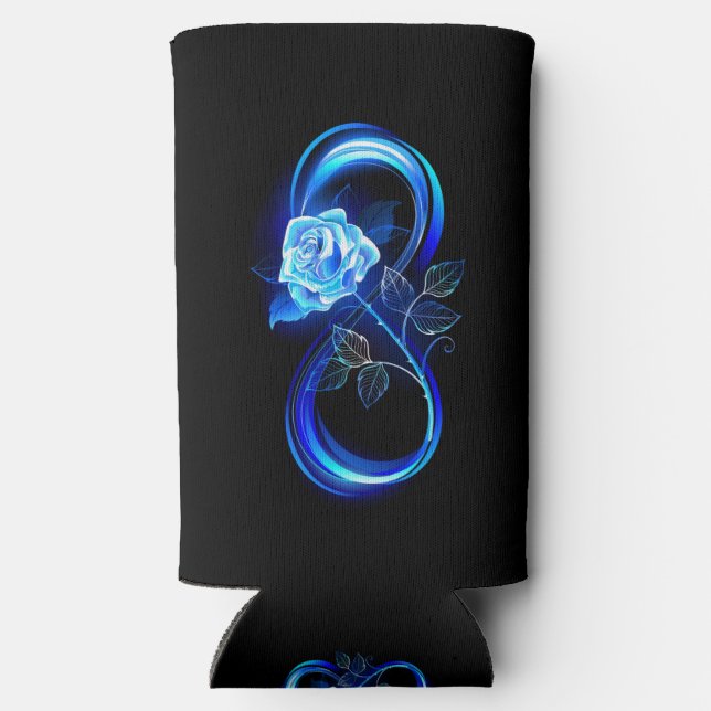 Rafraîchisseur Pour Canette Slim Glowing infinity with blue rose (Verso)