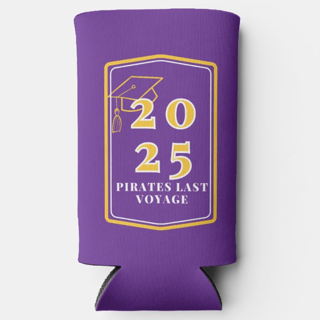 Rafraîchisseur Pour Canette Slim Graduation Koozie - Violet (Recto)