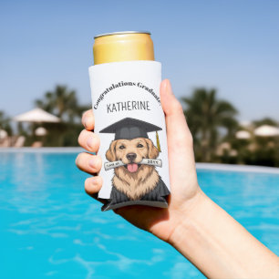 Rafraîchisseur Pour Canette Slim Graduation personnalisée mignon Golden Retriever C