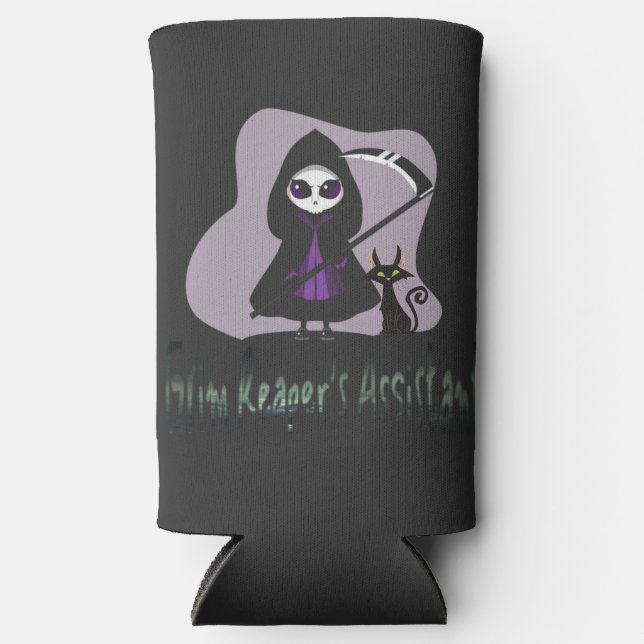 Rafraîchisseur Pour Canette Slim Grim Reaper's Assistant mignonne faucheuse (Recto)
