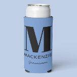 Rafraîchisseur Pour Canette Slim Groomsman Monogramme Nom Bleu<br><div class="desc">La typographie moderne minimaliste monogramme design qui peut être modifié pour personnaliser. Parfait pour remercier votre Groomsman pour toute leur aide et leur soutien pour rendre votre mariage extraordinaire. Modifiez l'arrière - plan et la couleur du texte pour qu'ils correspondent à votre célébration.</div>