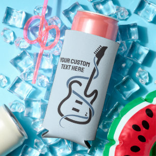 Rafraîchisseur Pour Canette Slim Guitare stylisée de texte personnalisé