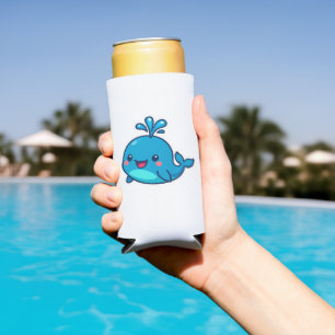 Rafraîchisseur Pour Canette Slim Happy Kawaii Baleine Sticker - mignon ami Océan