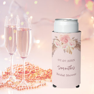 Rafraîchisseur Pour Canette Slim herbe de pampa fleurs rose gold nom de la douche d
